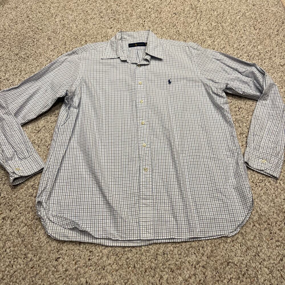 Ralph Lauren Mens Button Down Long Sleeve Sz 42 Classic Preppy Plaid